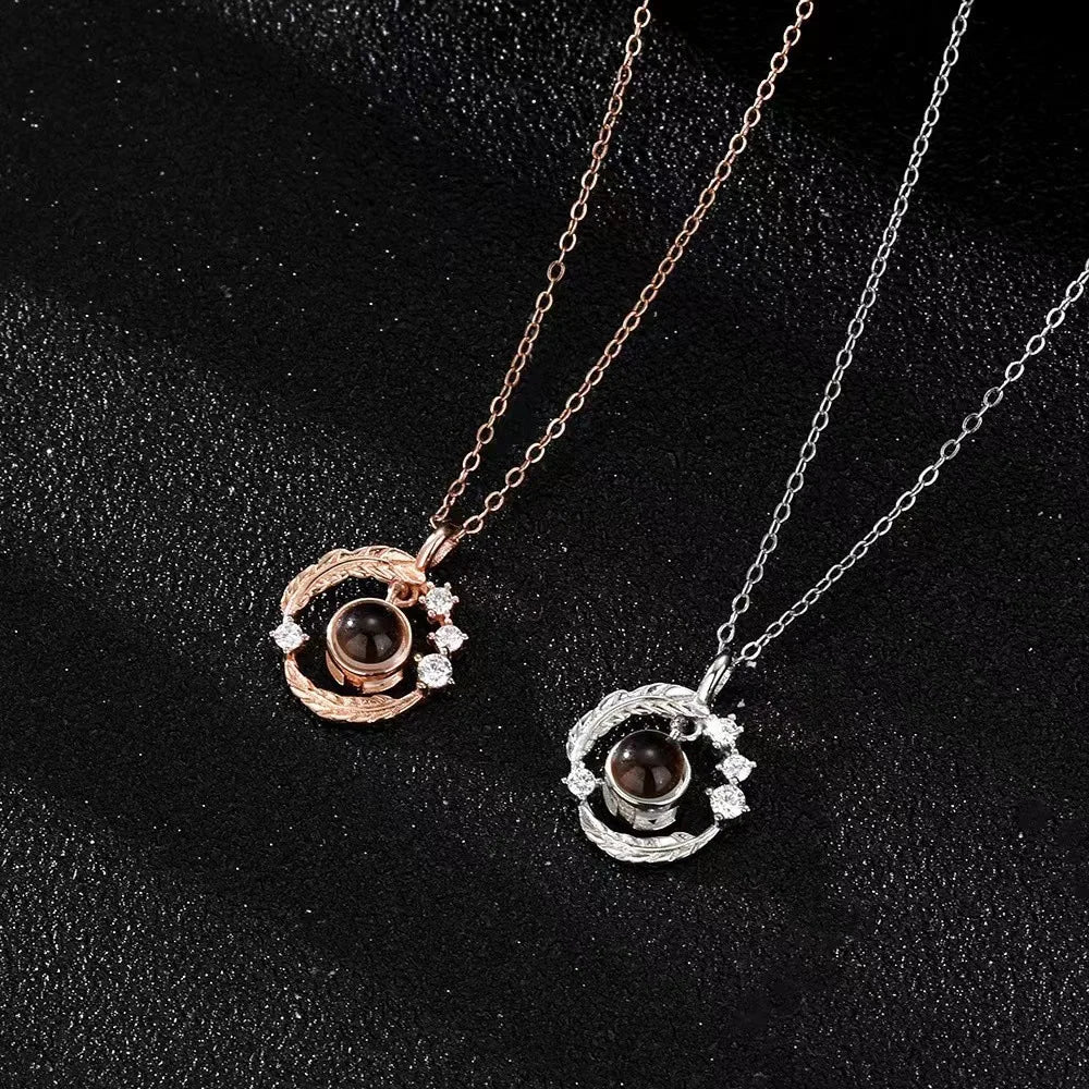 Color Picture Custom Projection Necklace Copper Pendant Titanium Steel Chain High Quality Jewelry For Women Girlfriend Gifts