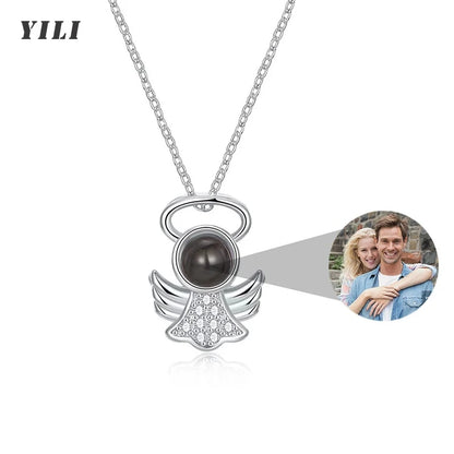 Custom Photo Necklace Projection Necklace with Picture I Love You 100 Languages Personalized Necklace Jewelry Gifts for Women