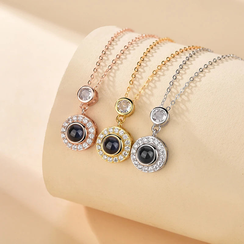 Color Picture Custom Projection Necklace Copper Pendant Titanium Steel Chain High Quality Jewelry For Women Girlfriend Gifts