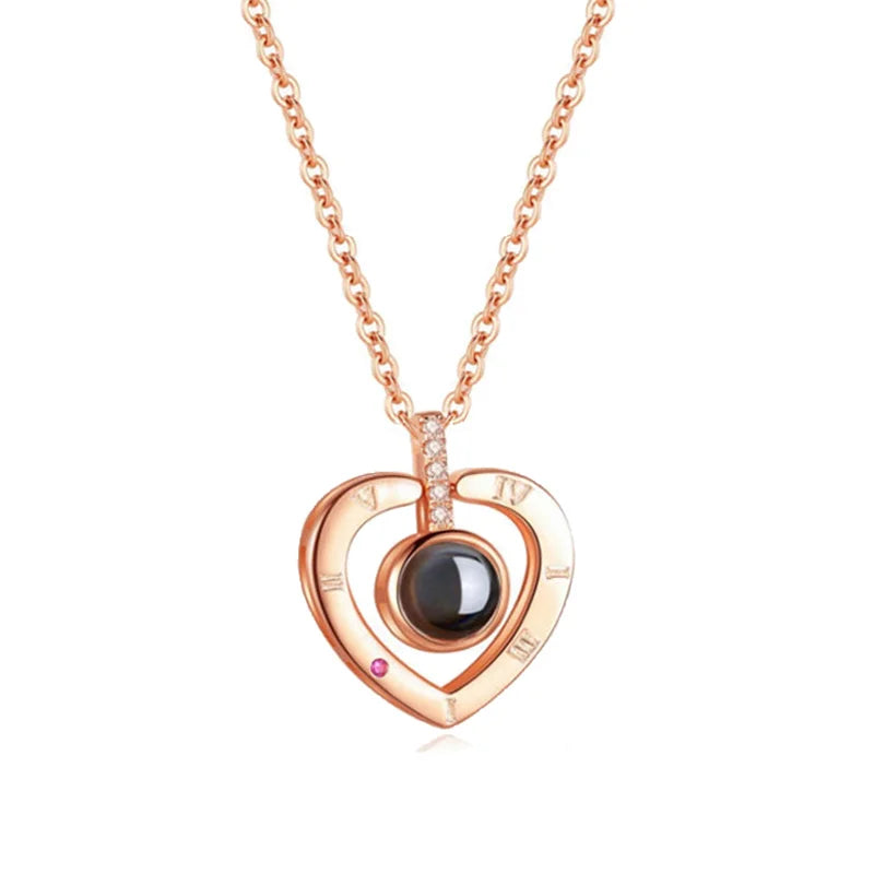 Color Picture Custom Projection Necklace Copper Pendant Titanium Steel Chain High Quality Jewelry For Women Girlfriend Gifts