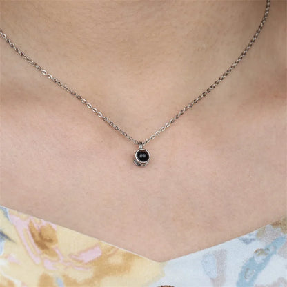 Custom Photo Necklace Projection Necklace with Picture I Love You 100 Languages Personalized Necklace Jewelry Gifts for Women