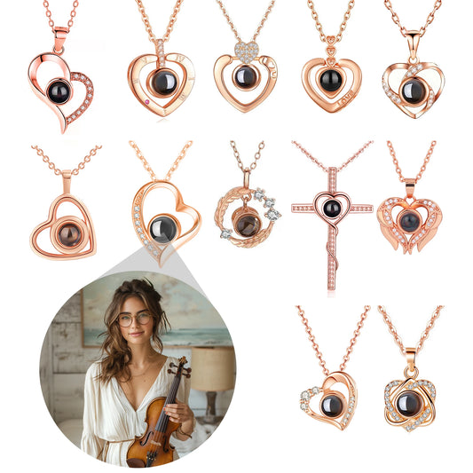 Color Picture Custom Projection Necklace Copper Pendant Titanium Steel Chain High Quality Jewelry For Women Girlfriend Gifts