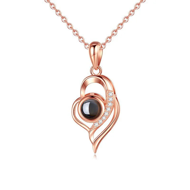Color Picture Custom Projection Necklace Copper Pendant Titanium Steel Chain High Quality Jewelry For Women Girlfriend Gifts