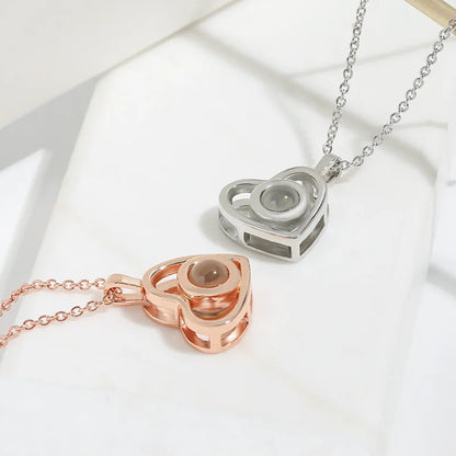 Color Picture Custom Projection Necklace Copper Pendant Titanium Steel Chain High Quality Jewelry For Women Girlfriend Gifts