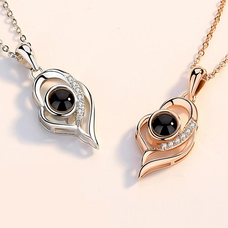 Color Picture Custom Projection Necklace Copper Pendant Titanium Steel Chain High Quality Jewelry For Women Girlfriend Gifts